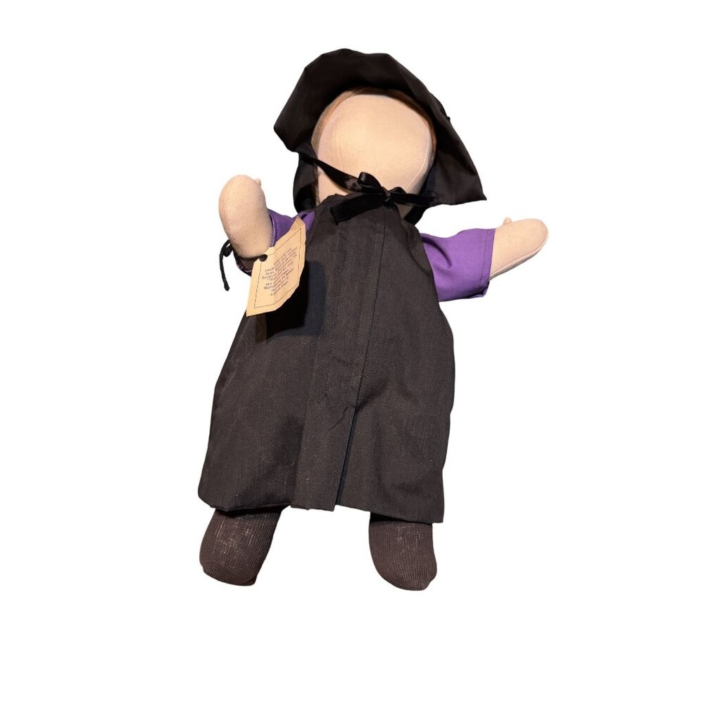 Handcrafted Amish Faceless Doll In Traditional Attire With Bonnet  Apron